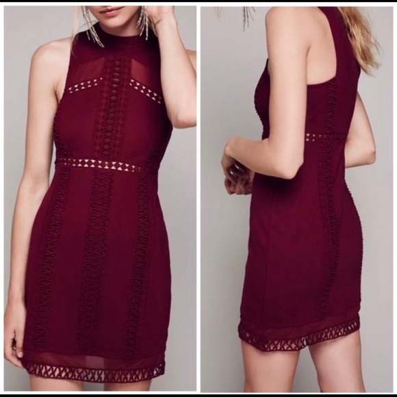 Free People Skyscraper Bodycon Dress Burgundy Size XS - Picture 1 of 10
